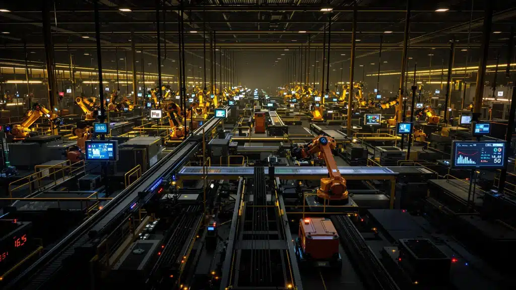 Vollautomatisierte Produktionskette in der Dinkelheit